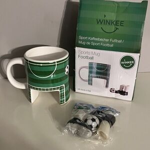 NWT Green Sports Mug Soccer Football Fusbal Finger Boots and Ball